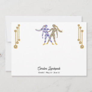 Pearl & Gold Jewels with Gemini Zodiac Sign Card