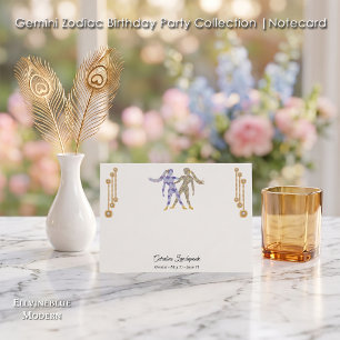 Pearl & Gold Jewels with Gemini Zodiac Sign Card