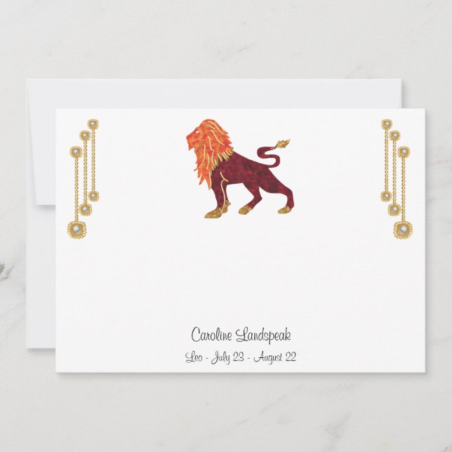 Pearl & Gold Jewels with Leo Zodiac Sign Card (Front)