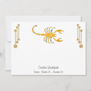 Pearl & Gold Jewels with Scorpio Zodiac Sign Card