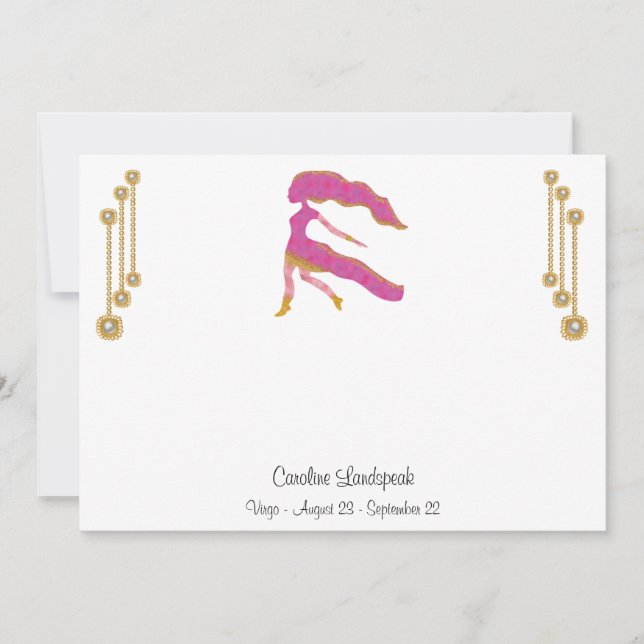 Pearl & Gold Jewels with Virgo Zodiac Sign Card (Front)