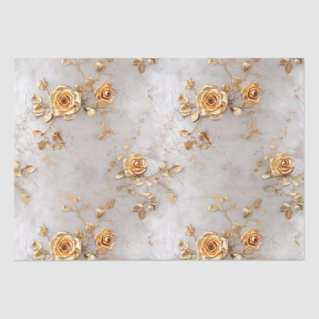 Pearl Gold Roses Wedding Tissue Paper (Front)