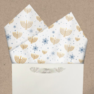 Pearl Grey Hanukkah Menorah Star of David Pattern Tissue Paper