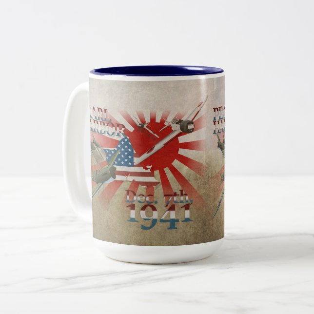 Pearl Habor December 7, 1941 Two-Tone Coffee Mug (Front Left)