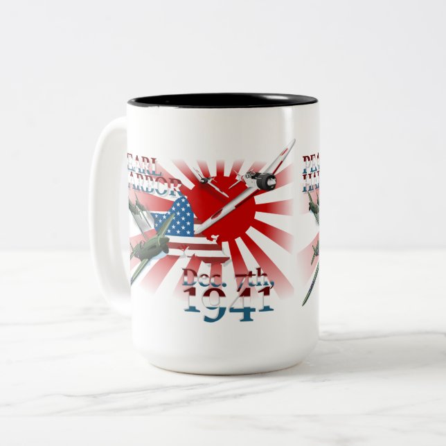 Pearl Habor December 7, 1941 Two-Tone Coffee Mug (Front Left)