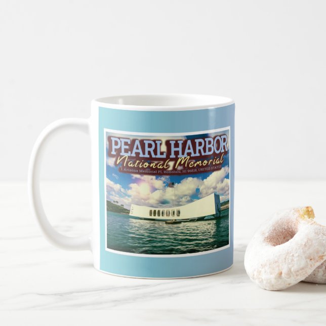 PEARL HARBOR NATIONAL MEMORIAL - HONOLULU HAWAII COFFEE MUG (With Donut)