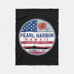 Pearl Harbour Memorial Hawaii Vintage Usa Flag Day Fleece Blanket