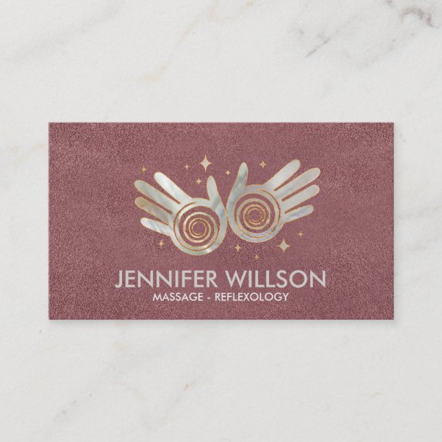 Pearl Healing Hands Energy Spiral Appointment Business Card (Front)