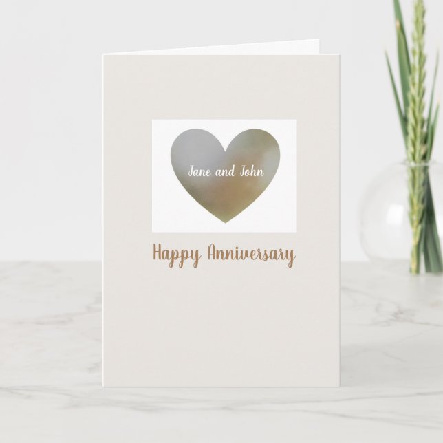 Pearl heart anniversary card- personalised card (Front)