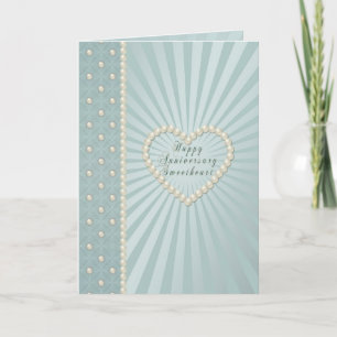 Pearl Heart Anniversary Greeting Card