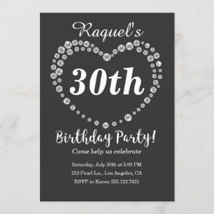 Pearl Heart Elegant Birthday Party Invitation