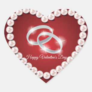 Pearl Heart Red Valentine's Day Sticker
