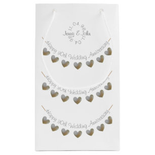 pearl heart wedding anniversary small gift bag