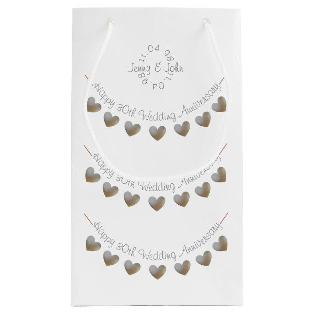 pearl heart wedding anniversary small gift bag (Back)