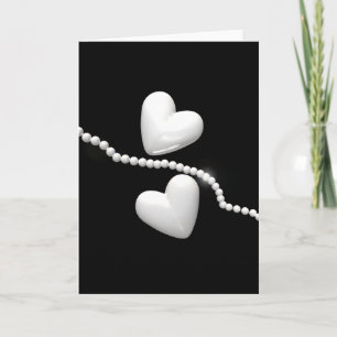 Pearl Hearts on Black Card