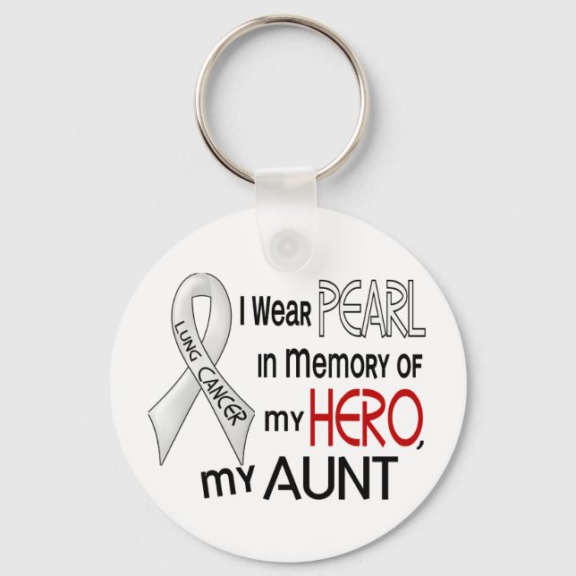 Pearl In Memory Of My Aunt Lung Cancer Key Ring (Front)