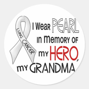 Pearl In Memory Of My Grandma Lung Cancer Classic Round Sticker
