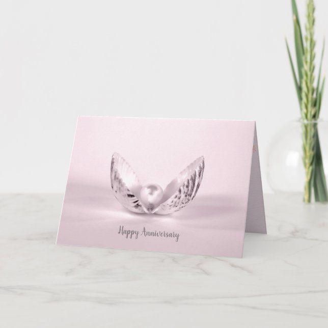 pearl in seashell wedding anniversary card (Front)