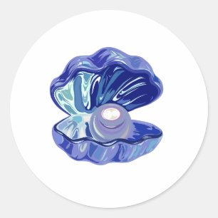 Pearl inside an ocean seashell classic round sticker
