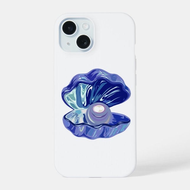 Pearl inside an ocean seashell iPhone 15 case (Back)