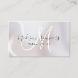 Pearl Iridescent Monogram Makeup Artist  Business Card