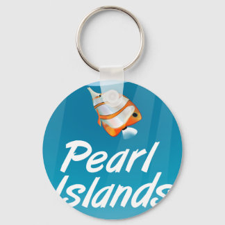 Pearl Islands tropical travel poster. Key Ring