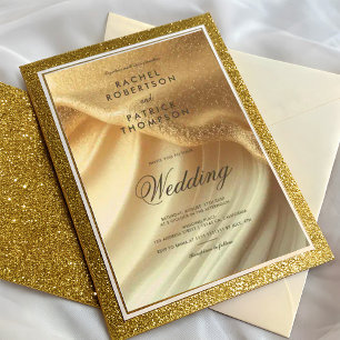 Pearl Ivory Glitter Elegant Typography Wedding Invitation
