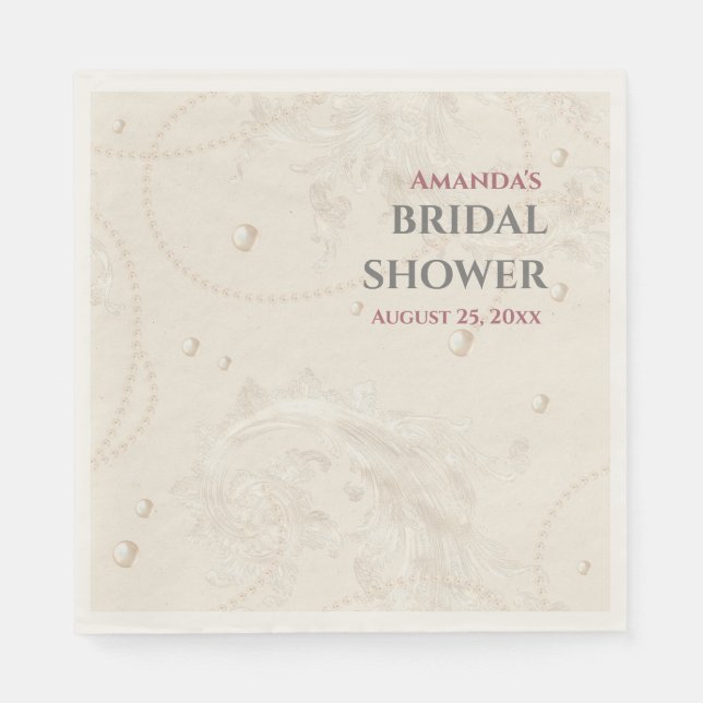 Pearl Jewels Bridal Shower  Napkin (Front)