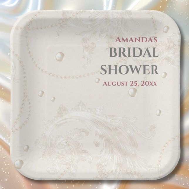 Pearl Jewels Bridal Shower  Paper Plate (Creator Uploaded)