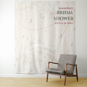 Pearl Jewels Bridal Shower Photo Booth Backdrop Tapestry