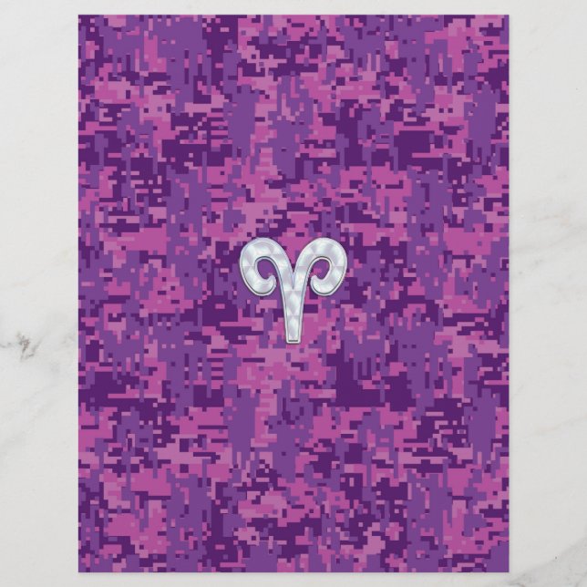 Pearl Like Aries Symbol on Pink Digital Camo (Front)