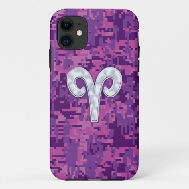 Pearl Like Aries Zodiac Pink Fuchsia Digital Camo Case-Mate iPhone Case (Back)