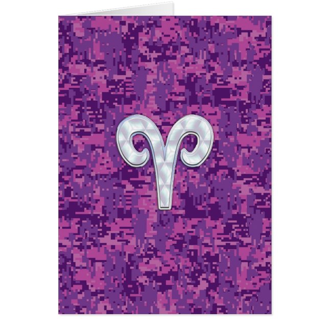 Pearl Like Aries Zodiac Sign on Digital Camo (Front)