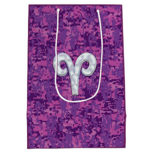 Pearl Like Aries Zodiac Sign Pink Camouflage Medium Gift Bag