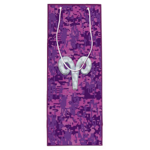 Pearl Like Aries Zodiac Sign Pink Camouflage Wine Gift Bag