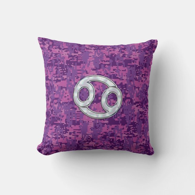 Pearl Like Cancer Zodiac Sign on Digital Camo Cushion (Front)