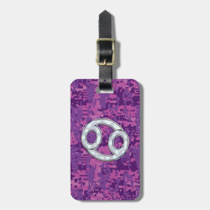 Pearl Like Cancer Zodiac Sign on Digital Camo Luggage Tag