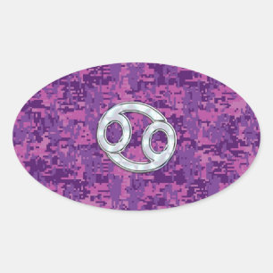 Pearl Like Cancer Zodiac Sign on Digital Camo Oval Sticker
