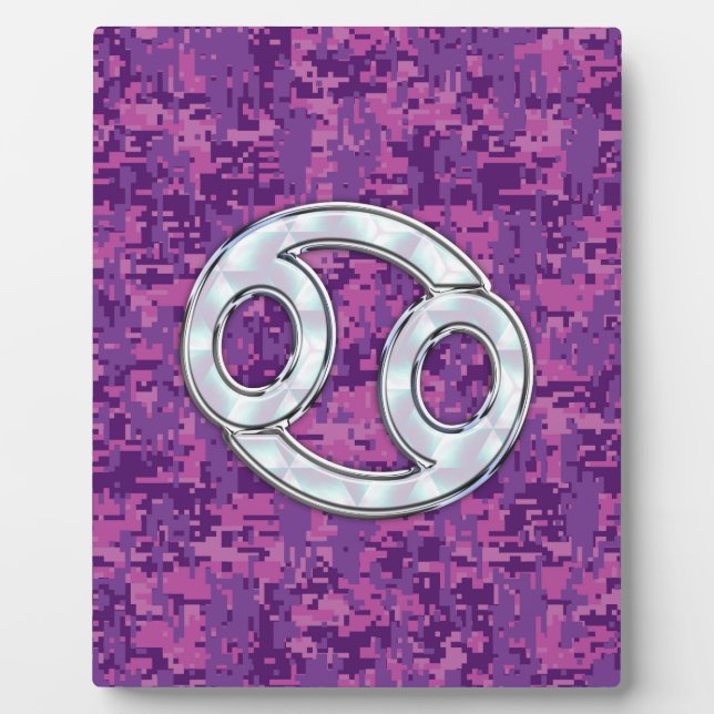 Pearl Like Cancer Zodiac Sign on Digital Camo Plaque (Front)