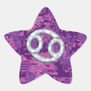 Pearl Like Cancer Zodiac Sign on Digital Camo Star Sticker