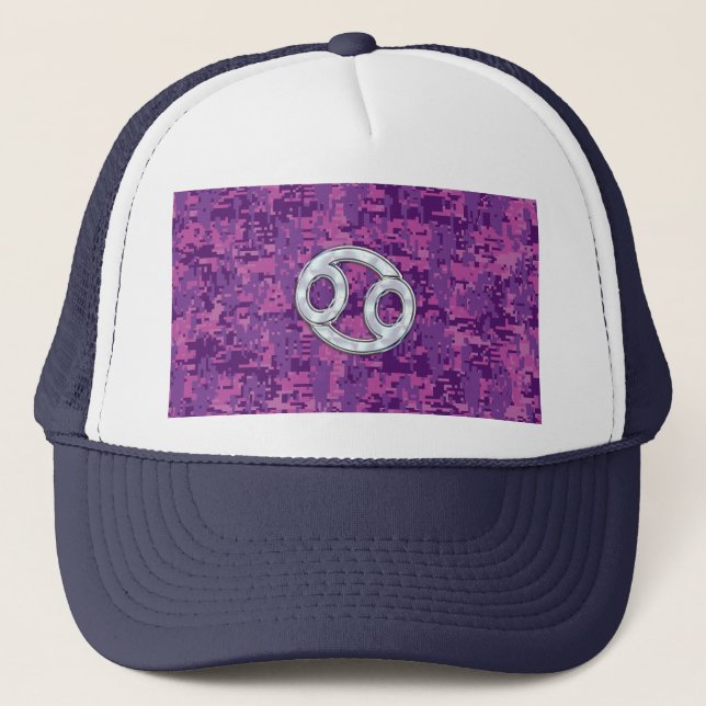 Pearl Like Cancer Zodiac Sign on Digital Camo Trucker Hat (Front)