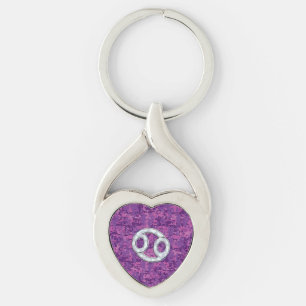 Pearl Like Cancer Zodiac Symbol on Digital Camo Key Ring