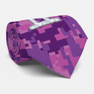 Pearl Like Gemini Zodiac Sign on Digital Camo Tie