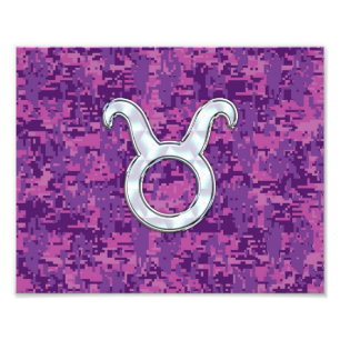 Pearl Like Taurus Zodiac Sign on Pink Digital Camo