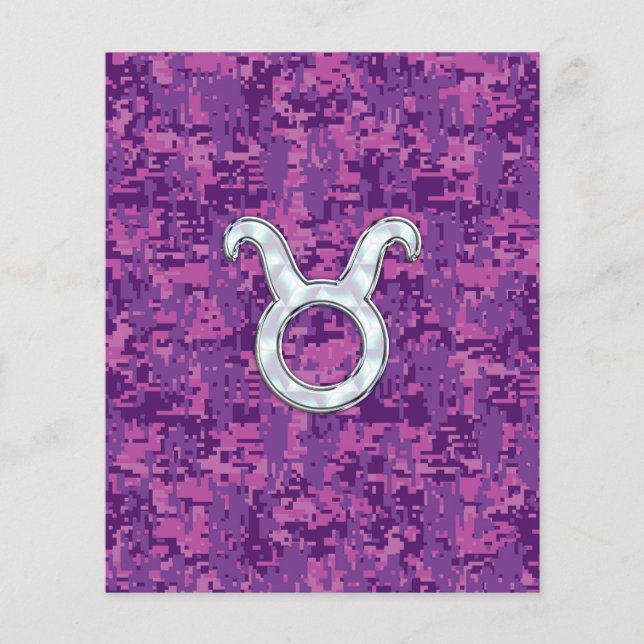 Pearl Like Taurus Zodiac Sign on Pink Digital Camo Flyer (Front)