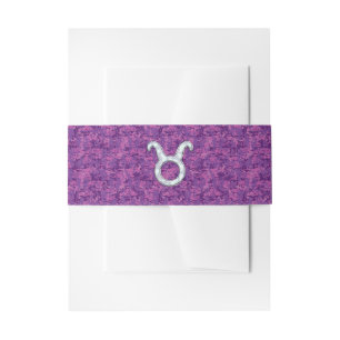 Pearl Like Taurus Zodiac Sign on Pink Digital Camo Invitation Belly Band