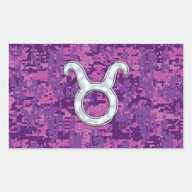 Pearl Like Taurus Zodiac Symbol on Digital Camo Rectangular Sticker (Front)