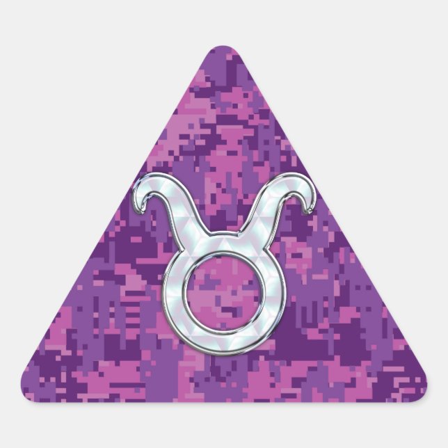 Pearl Like Taurus Zodiac Symbol on Digital Camo Triangle Sticker (Front)
