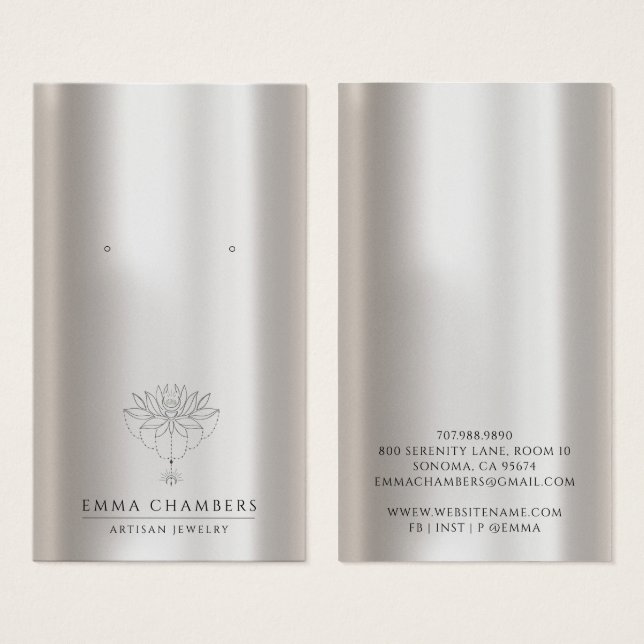 Pearl Lotus Flower Earring Jewellery Display Cards (Front & Back)