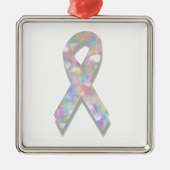 pearl lung cancer ribbon metal tree decoration (Front)